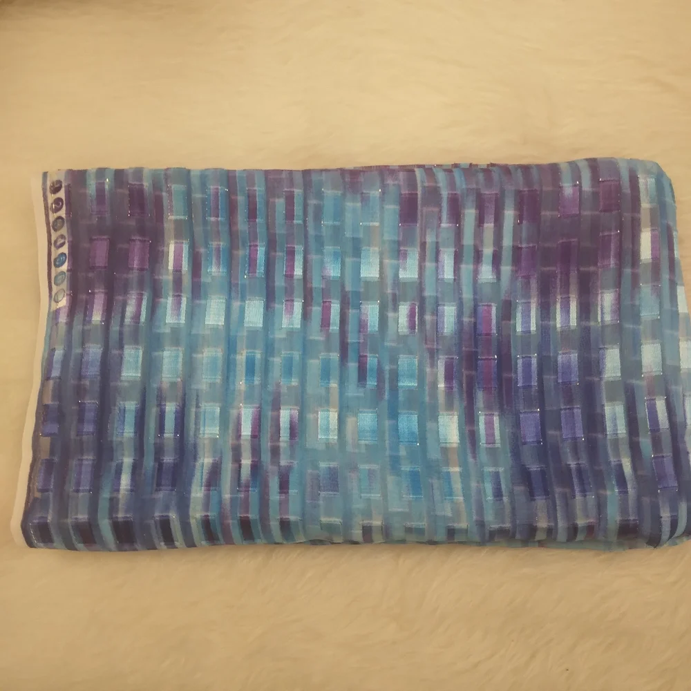 FABRIC Irridescent Sheer With A Touch Of Gold Metallic From Aqua To Purple